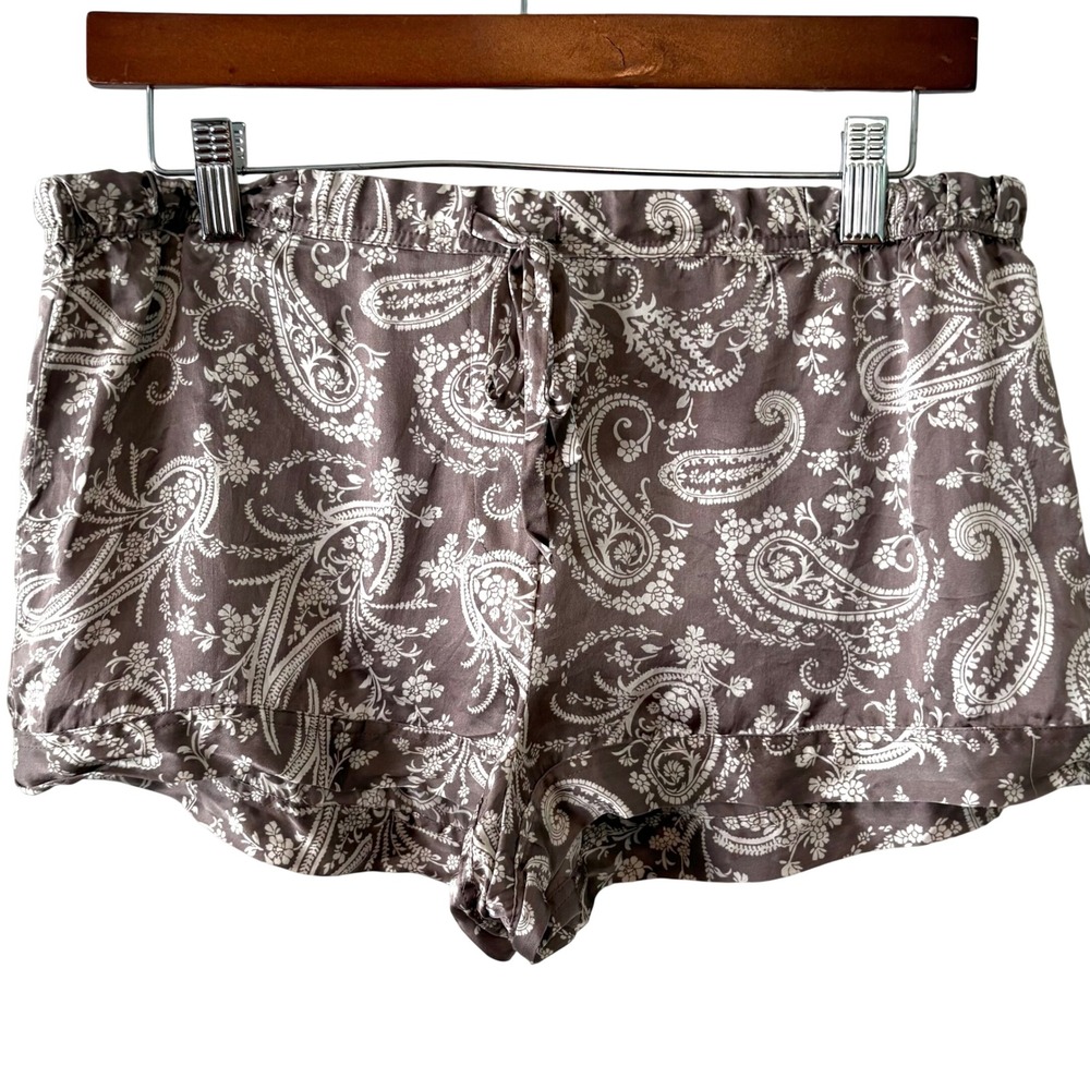 Victoria's Secret Brown and Cream Paisley Silk Sleep Shorts in Size M